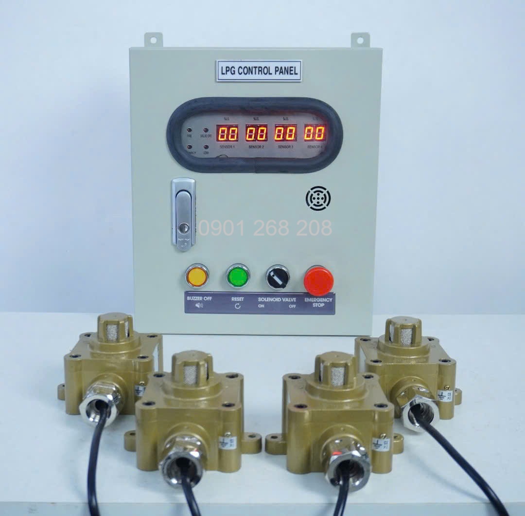Tu bao ro gas 4 kenh dau do phong no co hien thi nong do %LEL
